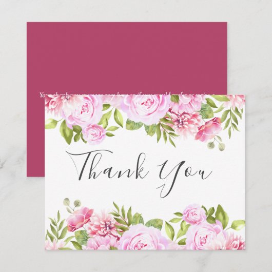 Elegant Script Roos Garden Business - Hartelijk da Bedankkaart (Voorkant / Achterkant)