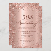 Elegant Script Roos Gold 50ste bruiloft Jubileum Kaart (Voorkant / Achterkant)