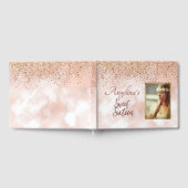Elegant Script Roos Gold Blush Pink Gold Glitter Gastenboek (Volledig)