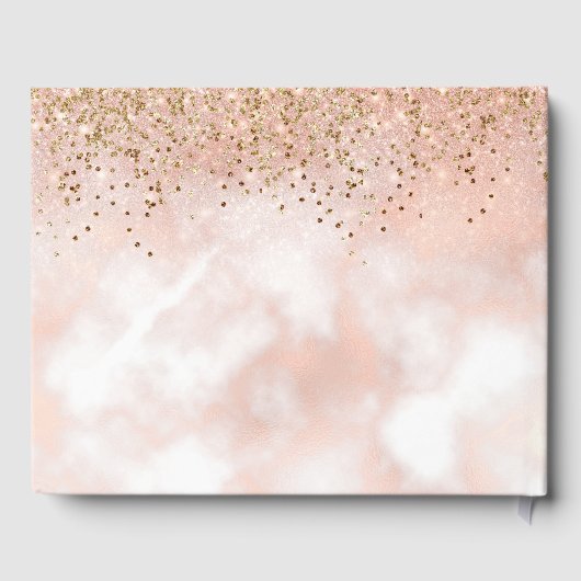 Elegant Script Roos Gold Blush Pink Gold Glitter Gastenboek (Achterkant)