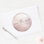 Elegant Script Roos Gold | Datum opslaan Ronde Sticker (Envelop)