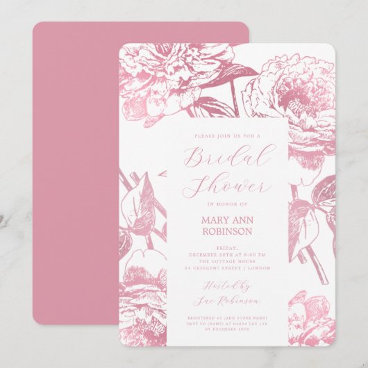 Elegant Script Roos Gold Floral Vrijgezellenfeest Kaart (Voorkant / Achterkant)