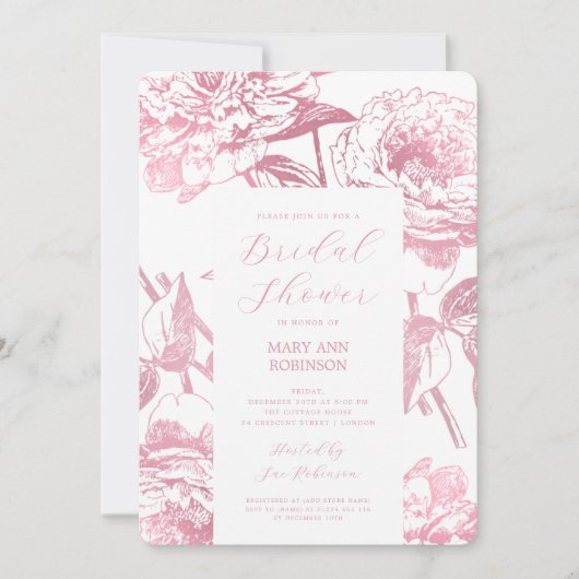 Elegant Script Roos Gold Floral Vrijgezellenfeest Kaart (Voorkant)