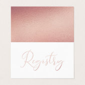 Elegant Script Roos Gold Foil Gift Registry Card Visitekaartje (Buitenkant ongevouwen)