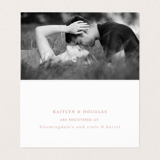 Elegant Script Roos Gold Foil Gift Registry Card Visitekaartje (Binnenkant ongevouwen)