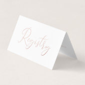 Elegant Script Roos Gold Foil Gift Registry Card Visitekaartje (Voorkant)