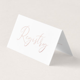 Elegant Script Roos Gold Foil Gift Registry Card Visitekaartje