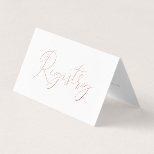 Elegant Script Roos Gold Foil Gift Registry Card Visitekaartje (Voorkant)
