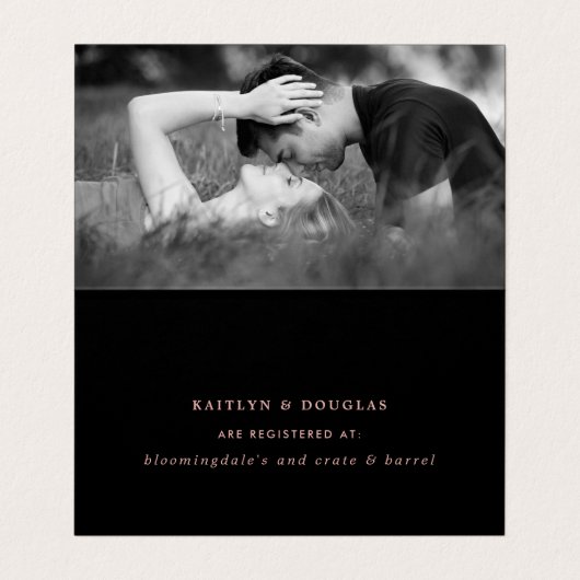 Elegant Script Roos Gold Foil Gift Registry Card Visitekaartje (Binnenkant ongevouwen)