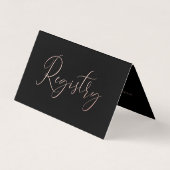 Elegant Script Roos Gold Foil Gift Registry Card Visitekaartje (Voorkant)