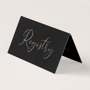 Elegant Script Roos Gold Foil Gift Registry Card Visitekaartje