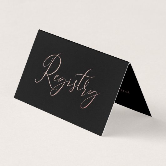 Elegant Script Roos Gold Foil Gift Registry Card Visitekaartje (Voorkant)