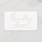 Elegant Script Roos Gold Foil Gift Registry Informatiekaartje (Voorkant)