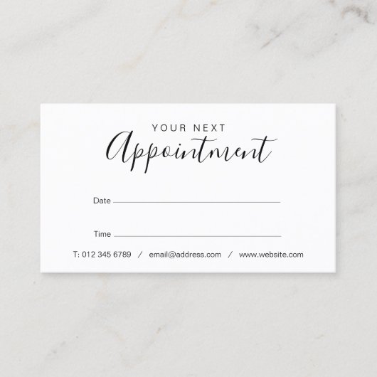 Elegant Script Roos Gold Glitter Appointment Card Visitekaartje (Voorkant)