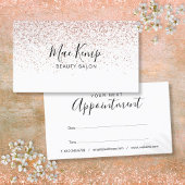Elegant Script Roos Gold Glitter Appointment Card Visitekaartje