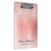 Elegant Script Roos Gold Glitter Beauty Salon Klembord (Rechts)