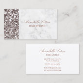 Elegant Script Roos Gold Glitter Marble Visitekaartje (Voorkant / Achterkant)