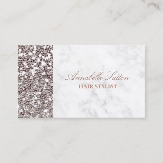 Elegant Script Roos Gold Glitter Marble Visitekaartje (Voorkant)