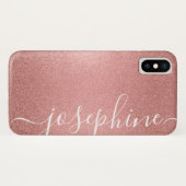 Elegant Script Roos Gold Sparkle gepersonaliseerde Case-Mate iPhone Case (Achterkant (horizontaal))
