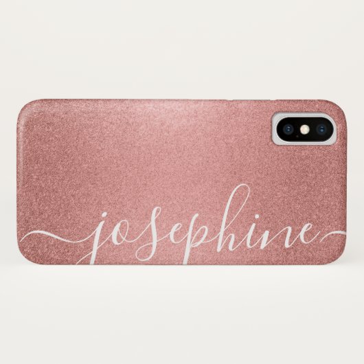 Elegant Script Roos Gold Sparkle gepersonaliseerde Case-Mate iPhone Case (Achterkant (horizontaal))