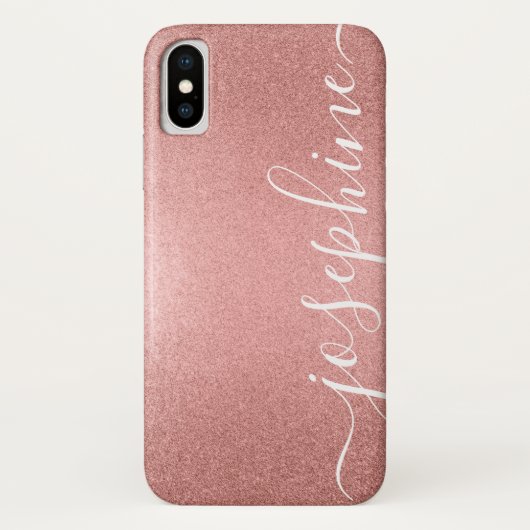 Elegant Script Roos Gold Sparkle gepersonaliseerde Case-Mate iPhone Case (Achterkant)