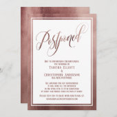 Elegant Script Roos Gold uitgestelde bruiloft Kaar Kaart (Voorkant / Achterkant)