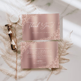 Elegant Script Roos Gold Wedding Hartelijk dank Bedankkaart