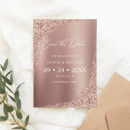 Elegant Script Roos Gold Wedding Save the Date