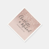Elegant Script Roos Gouden Glitter Bruiloft Servet (Hoek)