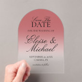 Elegant Script Roos Gradient Wedding Save the Date Acryl Uitnodigingen (Insitu (Draagbaar))