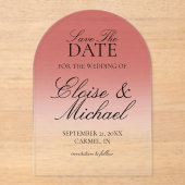 Elegant Script Roos Gradient Wedding Save the Date Acryl Uitnodigingen (Voorkant)
