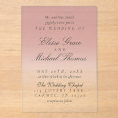 Elegant Script Roos Roze Gradient Wedding Acryl Uitnodigingen (Voorkant)