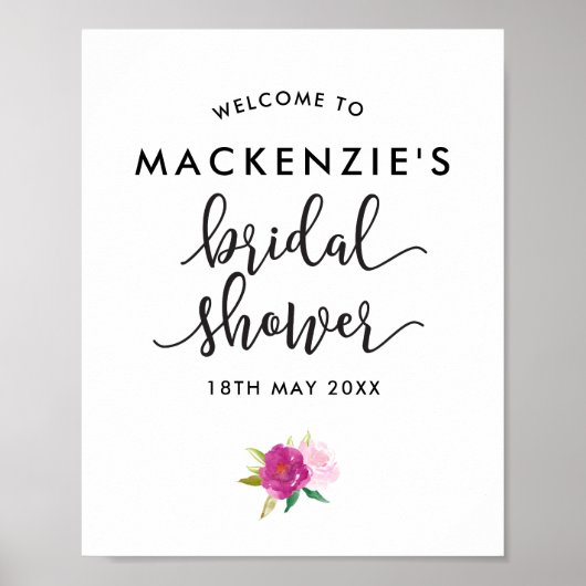 Elegant Script Roos Vrijgezellenfeest WelkomstPost Poster (Voorkant)