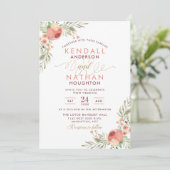 Elegant Script Roos Waterverf Bloemenbruiloft Kaart (Staand voorkant)