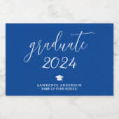 Elegant Script Royal Blue Afstuderen 2024 Afstuder Sparkling Wijnetiket (Enkel label)