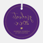 Elegant Script Royal Paarse Afstuderen 2024 Glas Ornament (Achterkant)