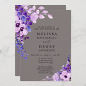 Elegant Script Roze Bloem Bruiloft Uitnodiging (Voorkant / Achterkant)