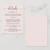 Elegant Script Roze bruiloft Details Informatiekaartje (Voorkant / Achterkant)