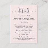 Elegant Script Roze bruiloft Details Informatiekaartje (Voorkant)