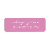 Elegant script roze bruiloft Return Address Label (Voorkant)