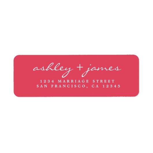 Elegant script roze bruiloft Return Address Label (Voorkant)