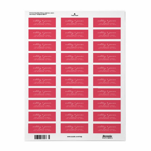 Elegant script roze bruiloft Return Address Label (Full Sheet)