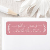 Elegant Script roze bruiloft Return-adres Etiket (Insitu)
