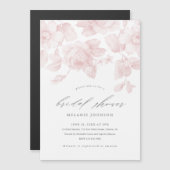 Elegant Script Roze Floral Vrijgezellenfeest Magnetische Uitnodiging (Voorkant / Achterkant)
