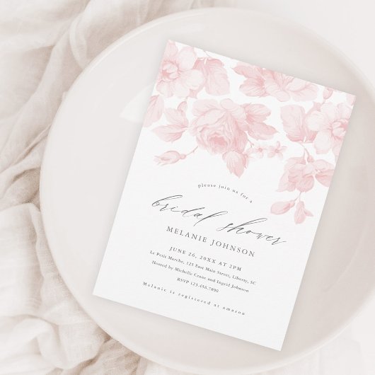 Elegant Script Roze Floral Vrijgezellenfeest Magnetische Uitnodiging