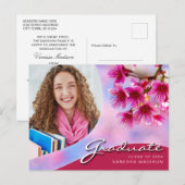 Elegant Script roze Flowers | Modern Photo Afstude Briefkaart (Voorkant / Achterkant)