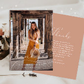 Elegant Script Roze Foto Afstuderen Dank u wel Kaart