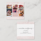 Elegant Script Roze Glitter Photo Collage Bakery Vierkante Visitekaartje (Voorkant / Achterkant)