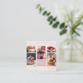 Elegant Script Roze Glitter Photo Collage Bakery Vierkante Visitekaartje (Staand voorkant)