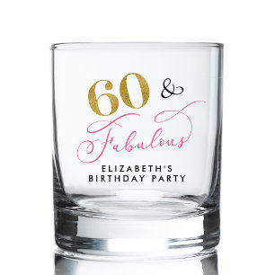Elegant Script Roze Goud 60e Verjaardagsfeestje Whisky Glas